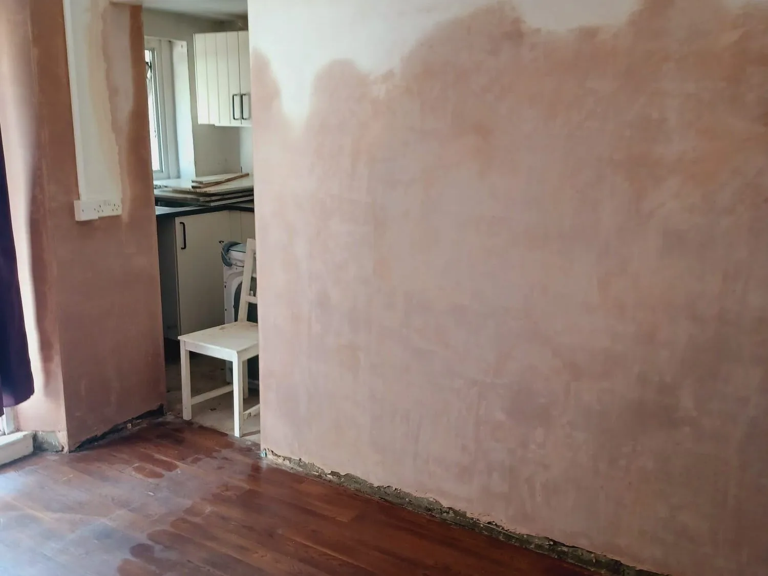 Finished damp proofing and replastering ready for decoration
