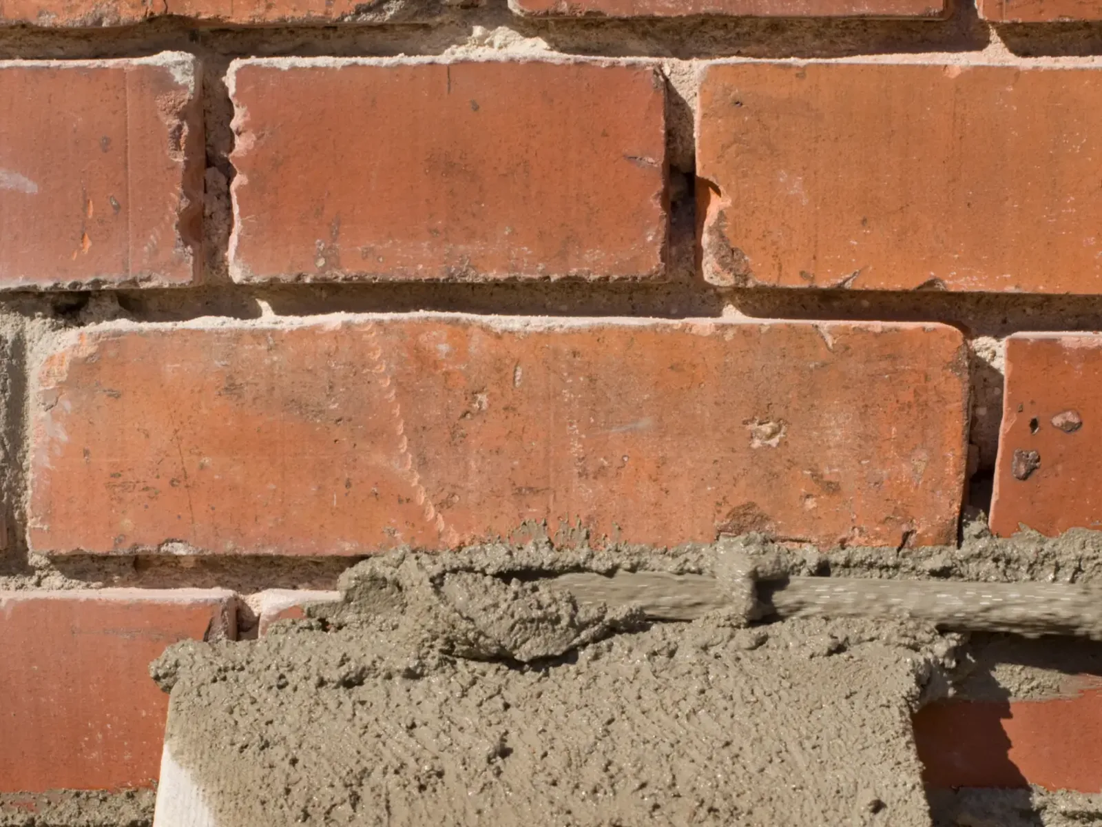 Brickwork and mortar joints being assessed for repointing